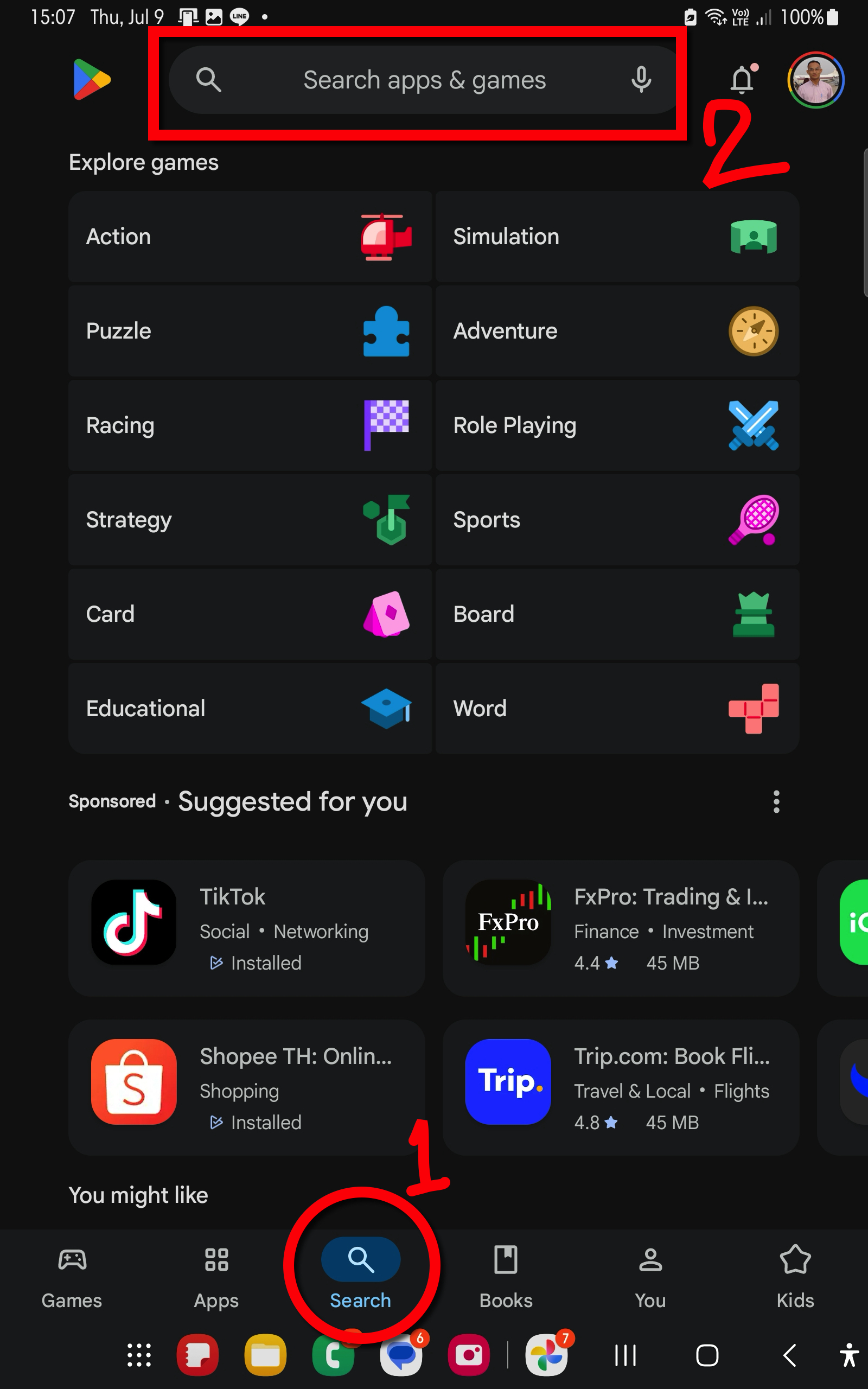 Google Play search screen