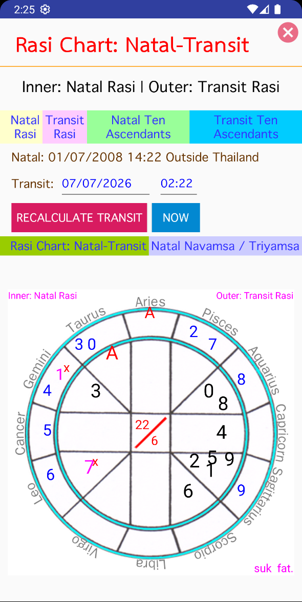 Mahamodo Thai Astrology horoscope wheel screen