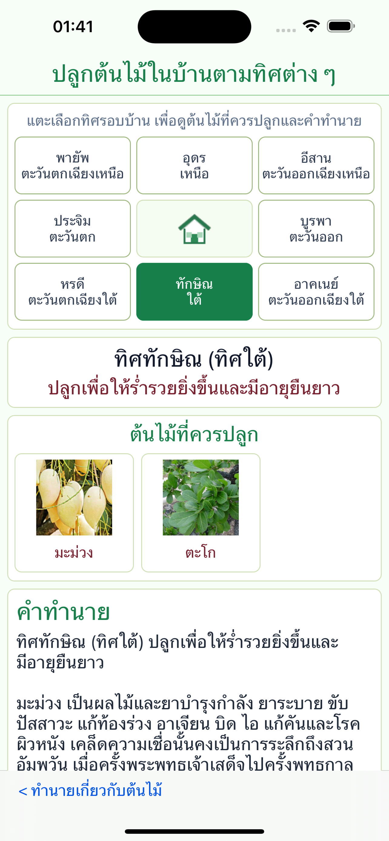 หน้าปลูกต้นไม้ในบ้านตามทิศต่าง ๆ